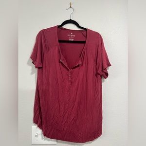 American Eagle Outfitters Red Short Sleeve Tee